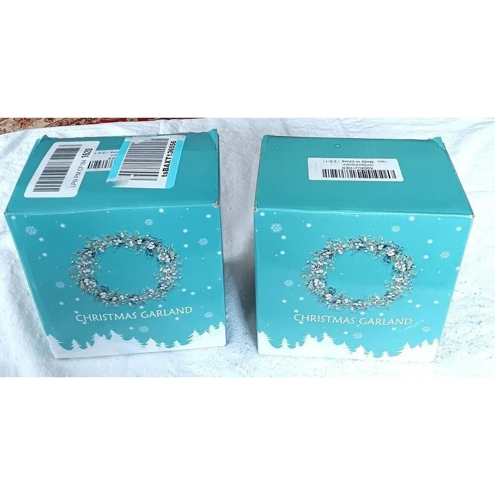2 Garland Ropes Sage & White Berries 4 Ft Ea Battery Lighted Party Wedding New